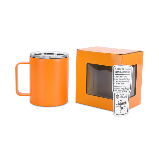 insulated coffee mug - camper mug in orange