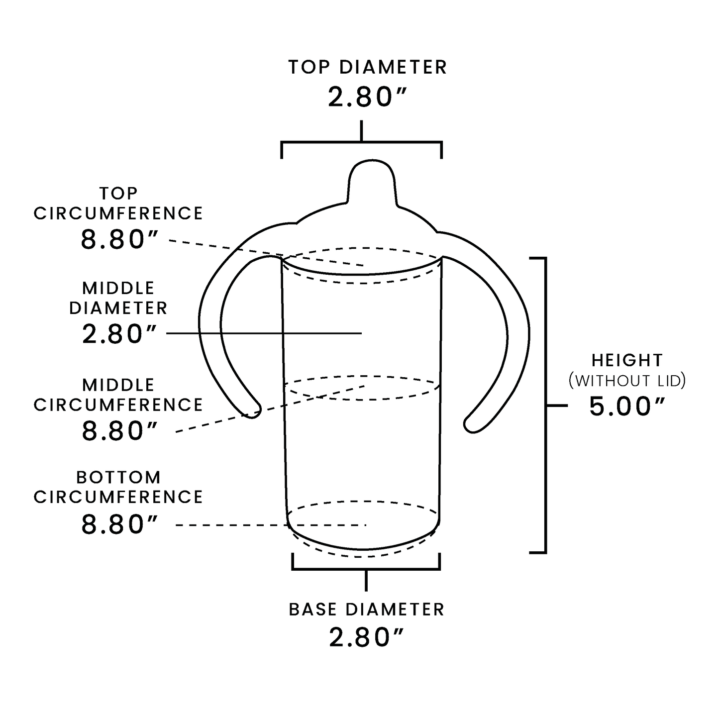 stainless steel sippy cup dimensions