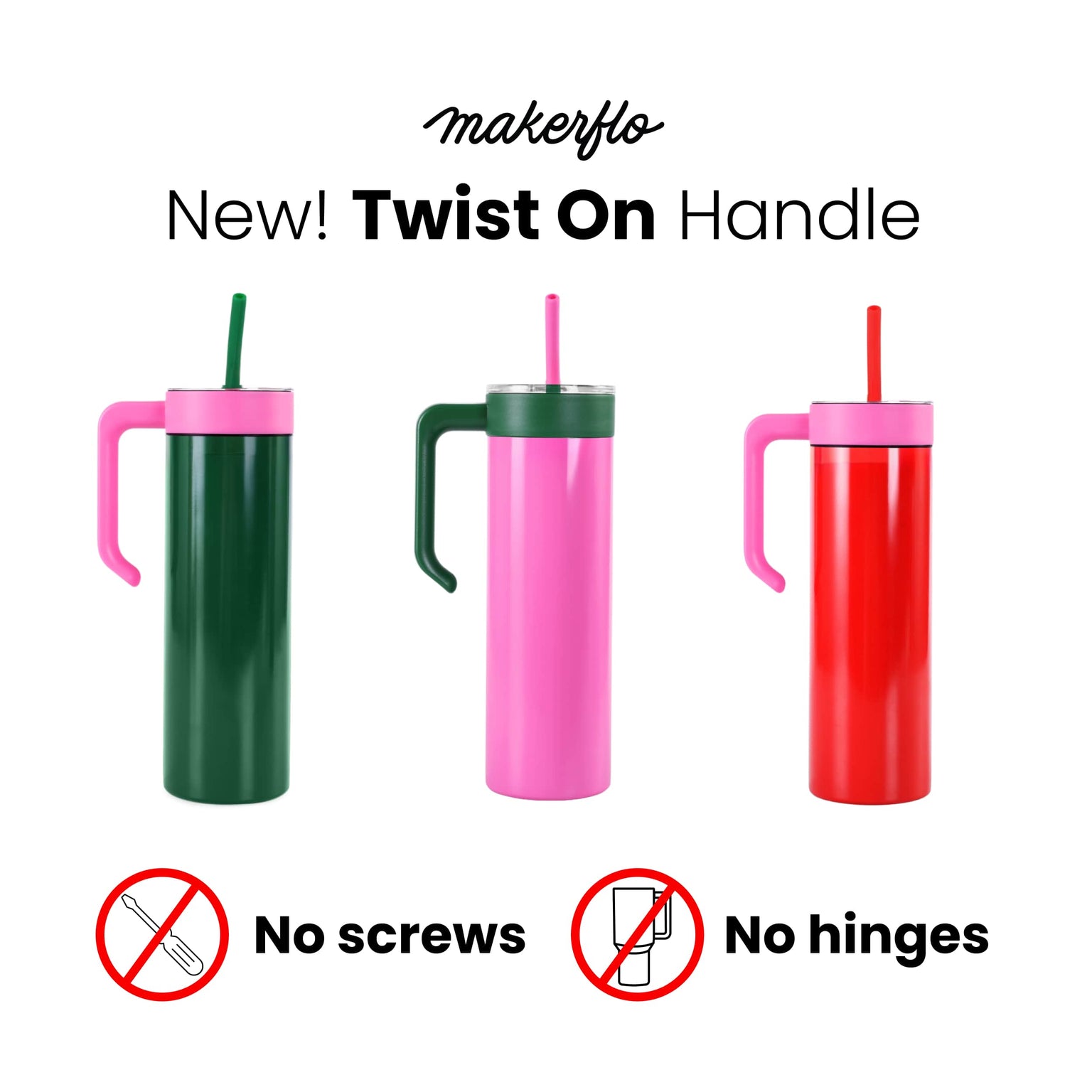 Optional twist-on handle makes engraving easy – no screws, no hinges – 20oz skinny tumbler | usp
