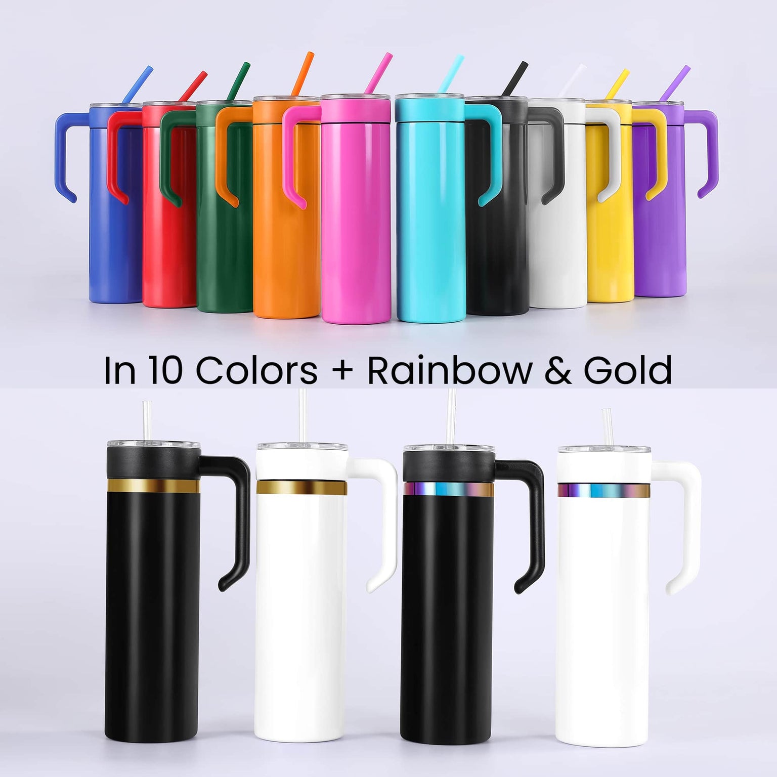 powder coated in 10 colors plus electro plated options in rainbow and gold - 20oz skinny | usp
