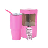 30oz tumbler, pink, powder coated stainless steel