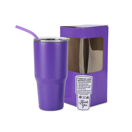 30oz tumbler, purple, powder coated stainless steel