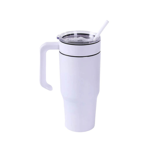 Insulated 30oz tumbler with handle, white