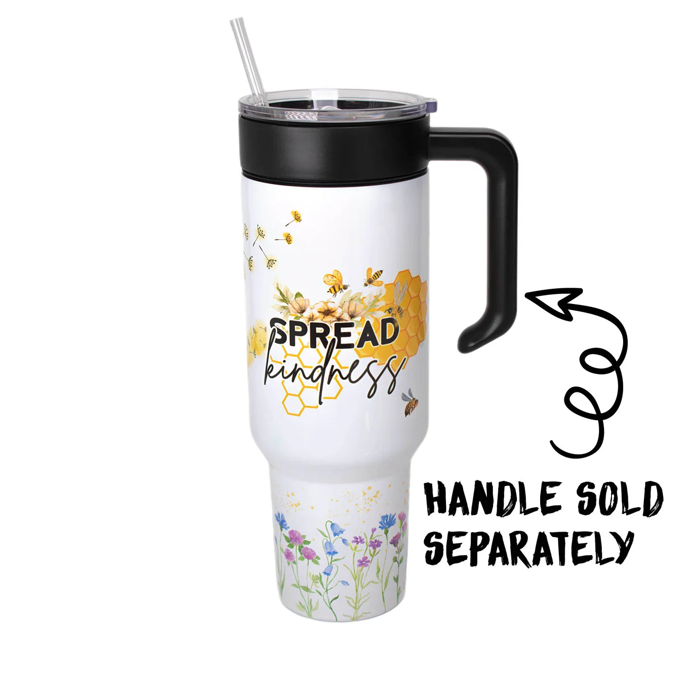 40oz Sublimation Tumbler, customized with handle (sold separately)