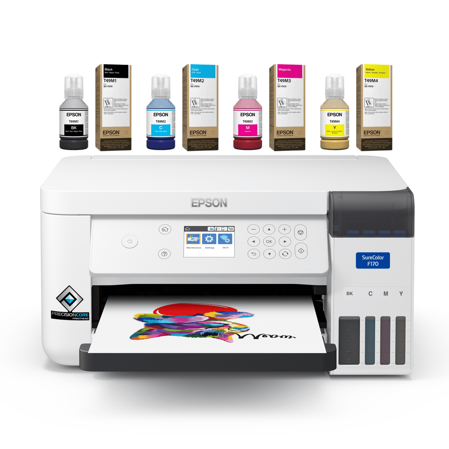 epson f170 surecolor sublimation printer with ink bottles