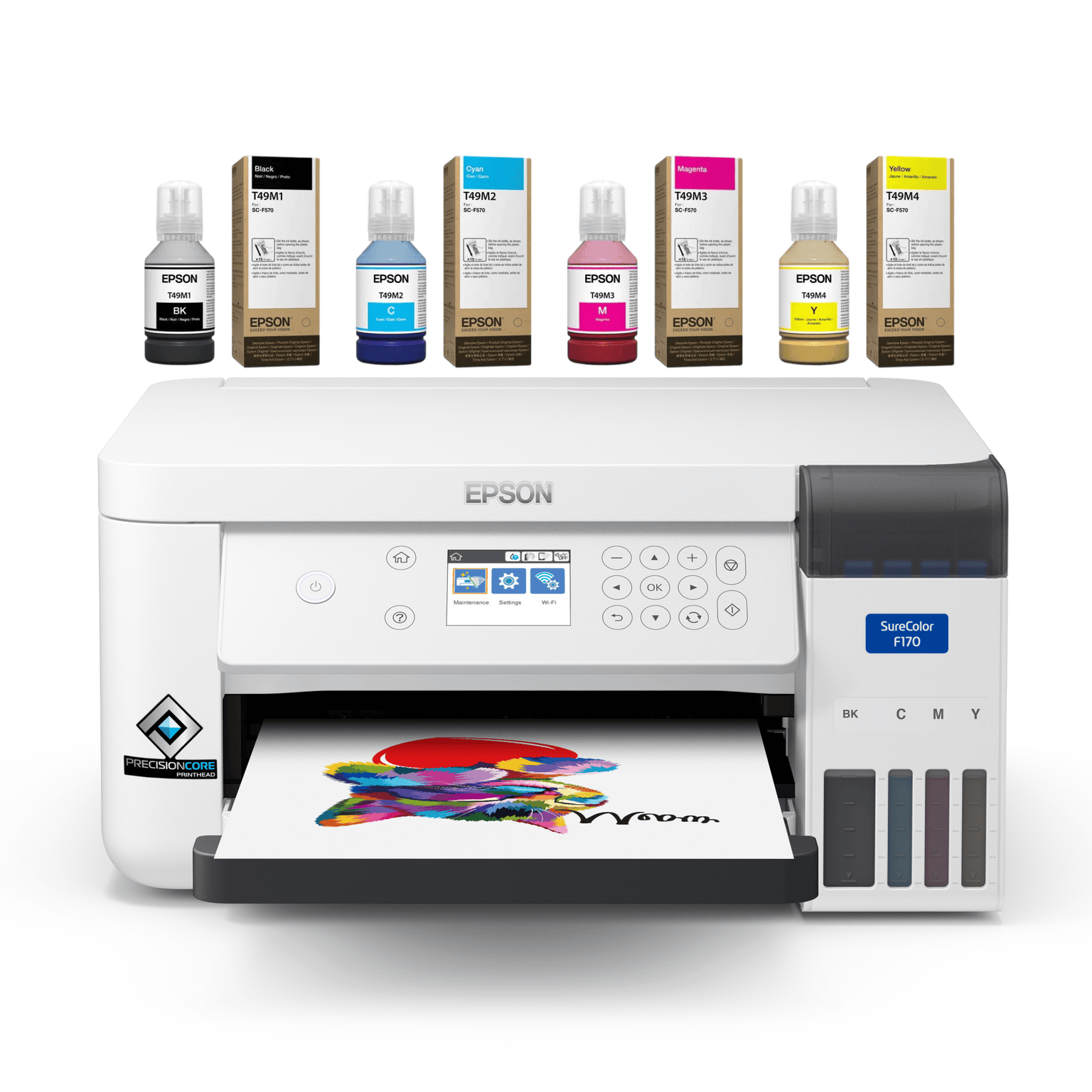 epson f170 surecolor sublimation printer with ink bottles