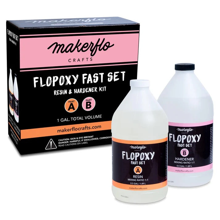 Flopoxy, fast set epoxy, part A (resin) and part B (hardener) - 1 gallon kit