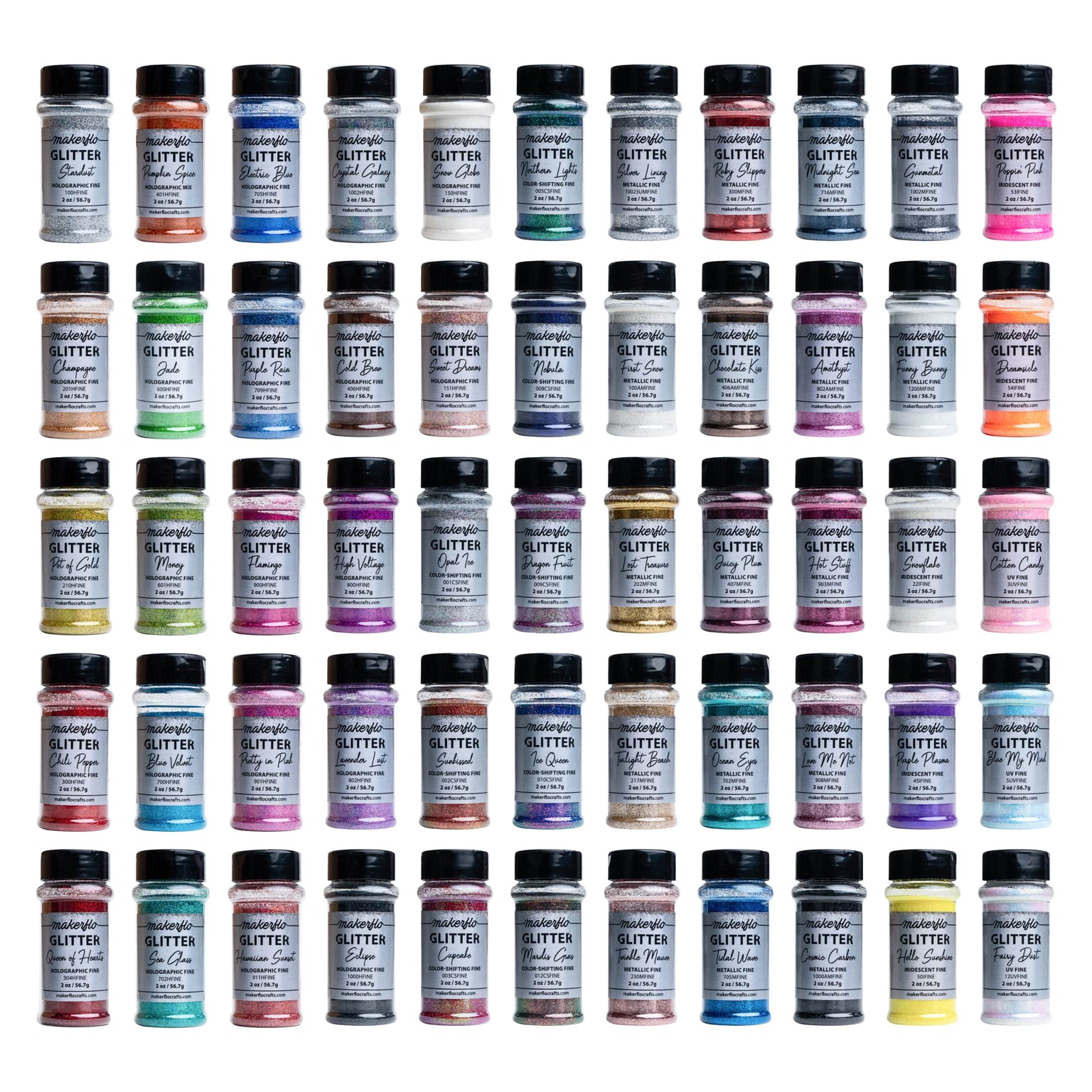 glitter variety set, 55 fine glitters