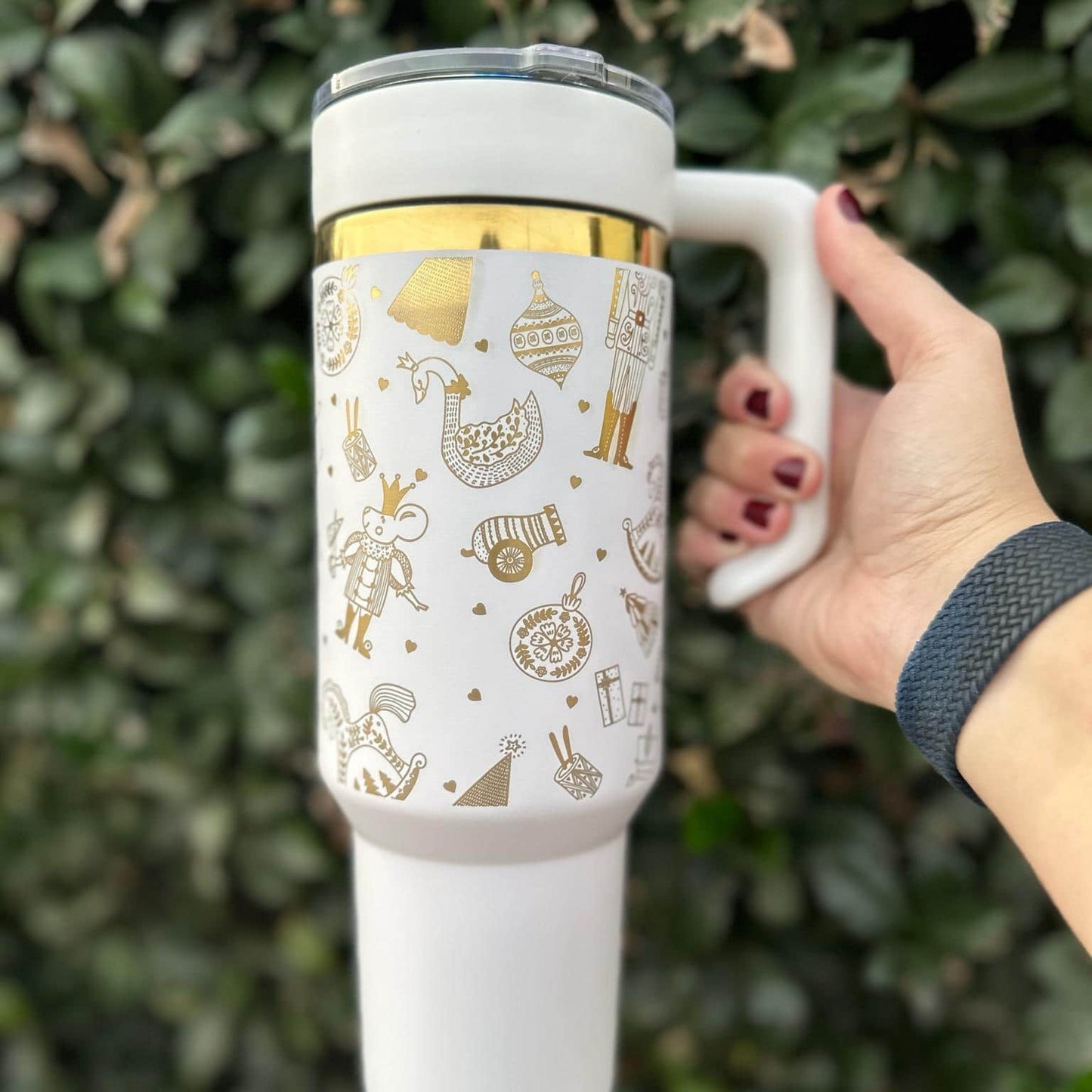 customized white gold plated tumbler