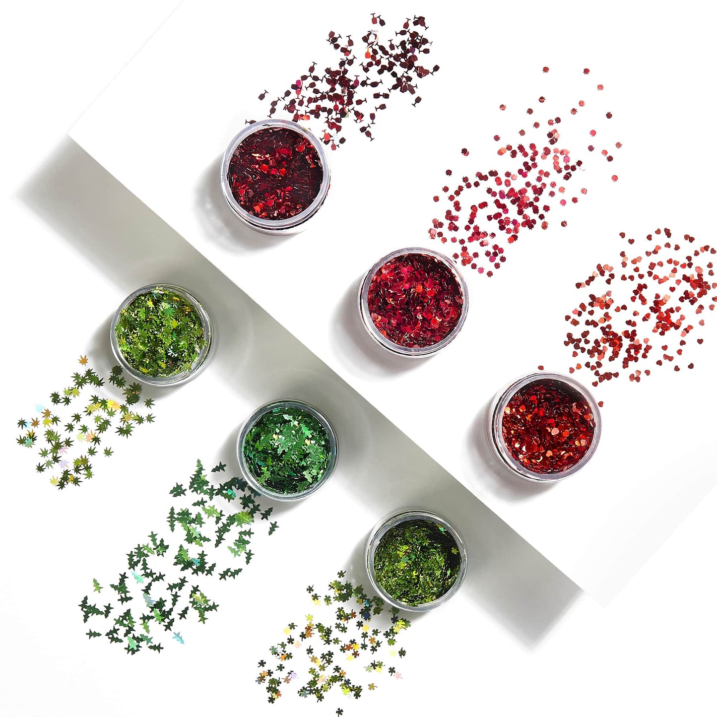 1oz jars glitter shapes, holographic