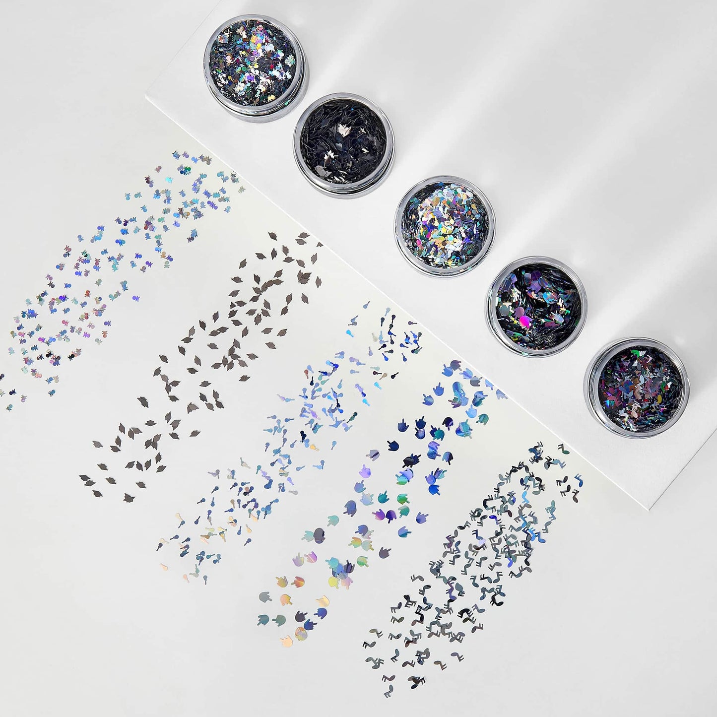 glitter shapes - five 1oz jars