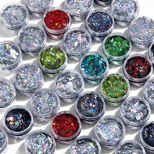 holo glitter cut outs - 1oz jars - various shapes