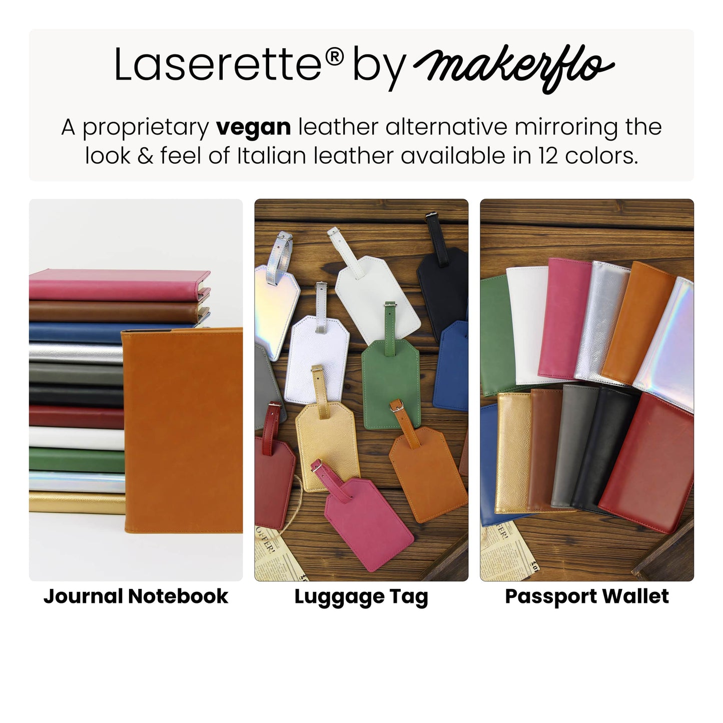 laserette by MakerFlo, engravable leatherette in 12 colors