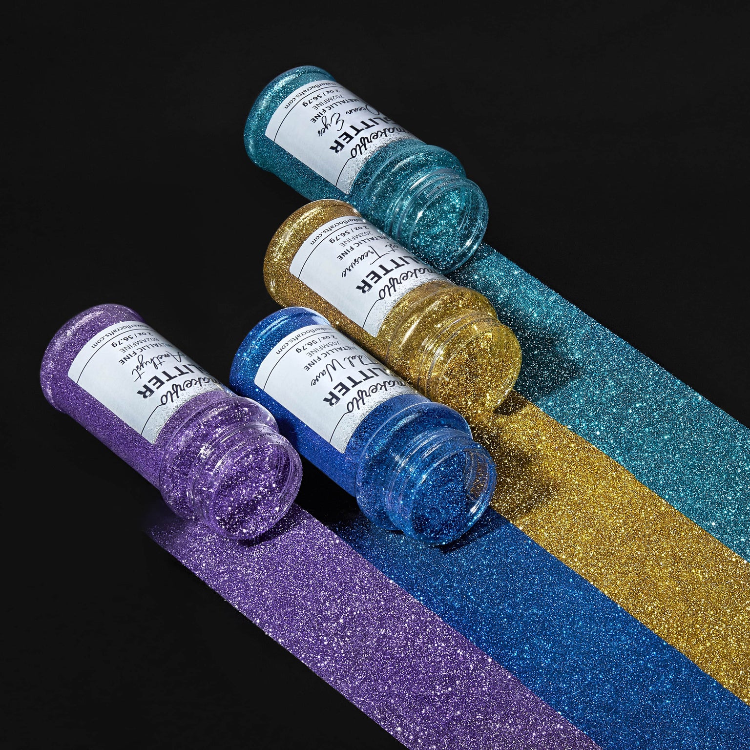 four bottles fine metallic glitter