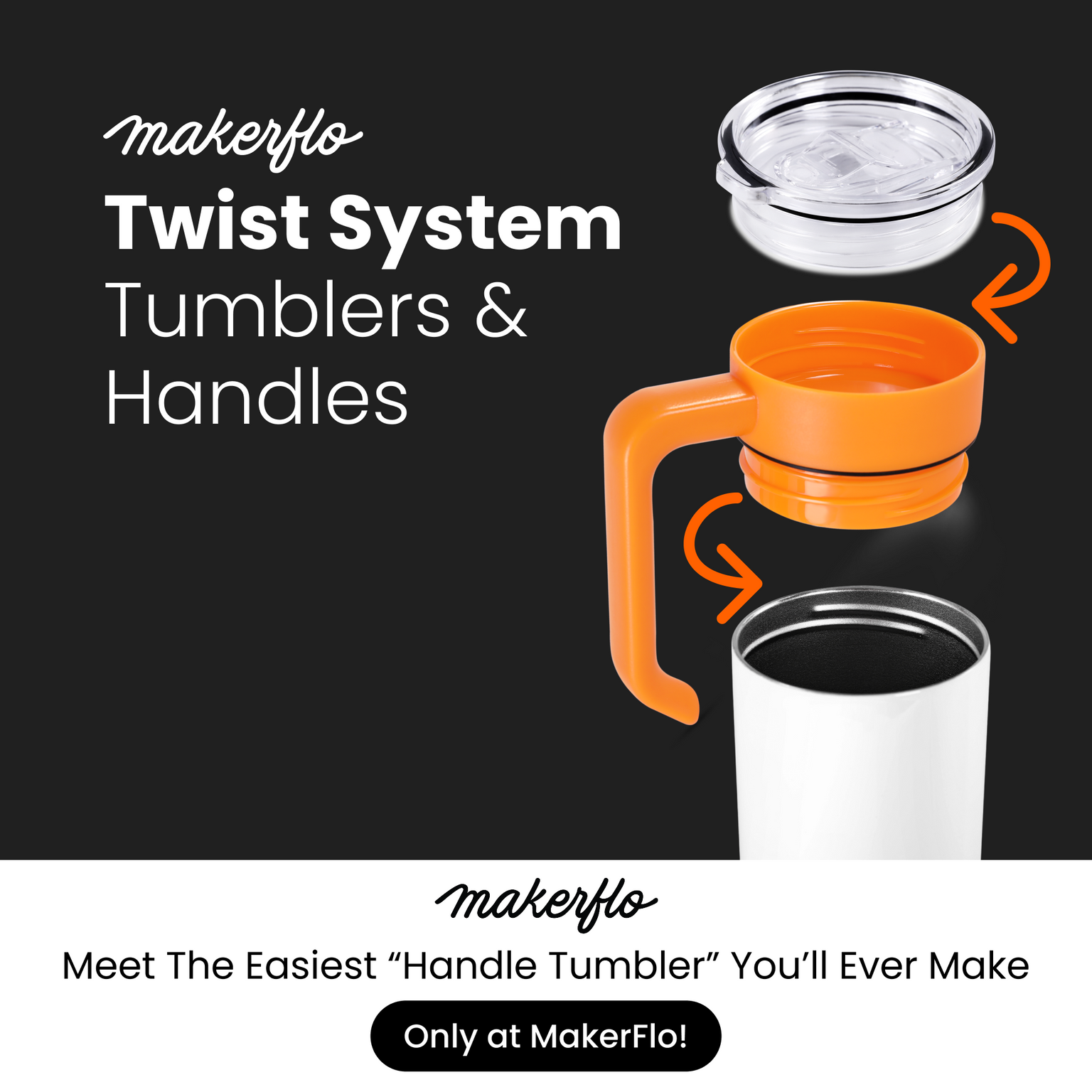 Engraving made easy with twist-on handle system – fully optional – 20oz skinny tumbler | usp