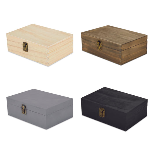 Wood memory boxes, natural, walnut, grey and black