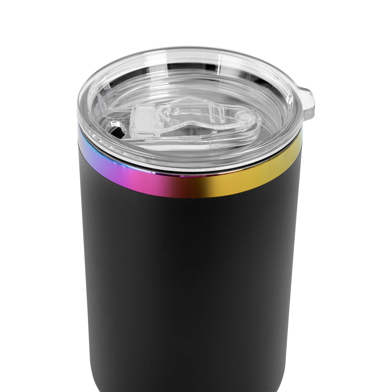 black rainbow-plated tumbler rim