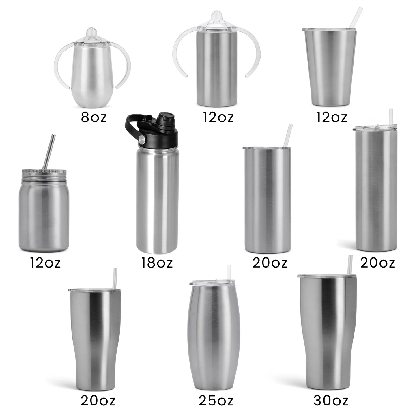 stainless steel tumbler pack, sizes