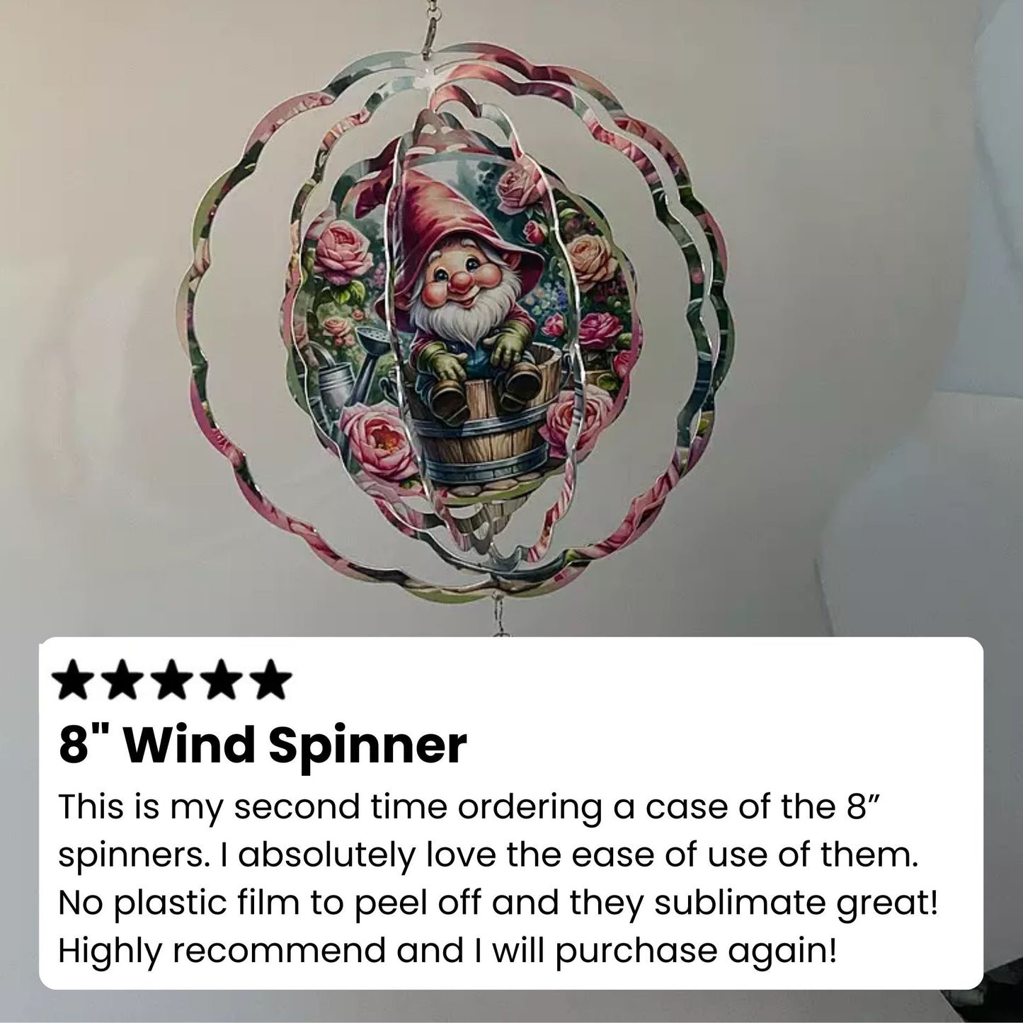 sublimation wind spinner, crafted by customer with review