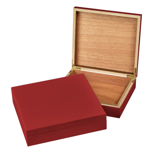 valet box, cedar lined, hinged lid, red
