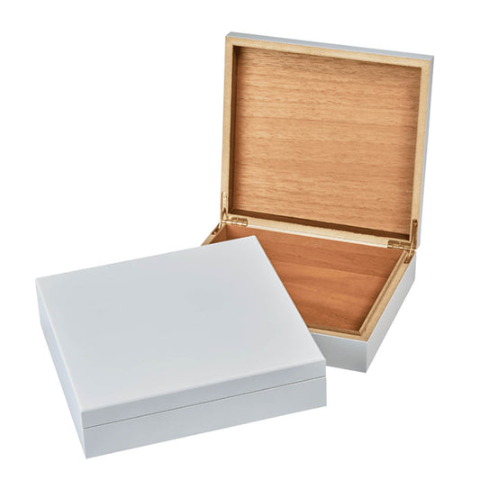 valet box, cedar lined, hinged lid, white