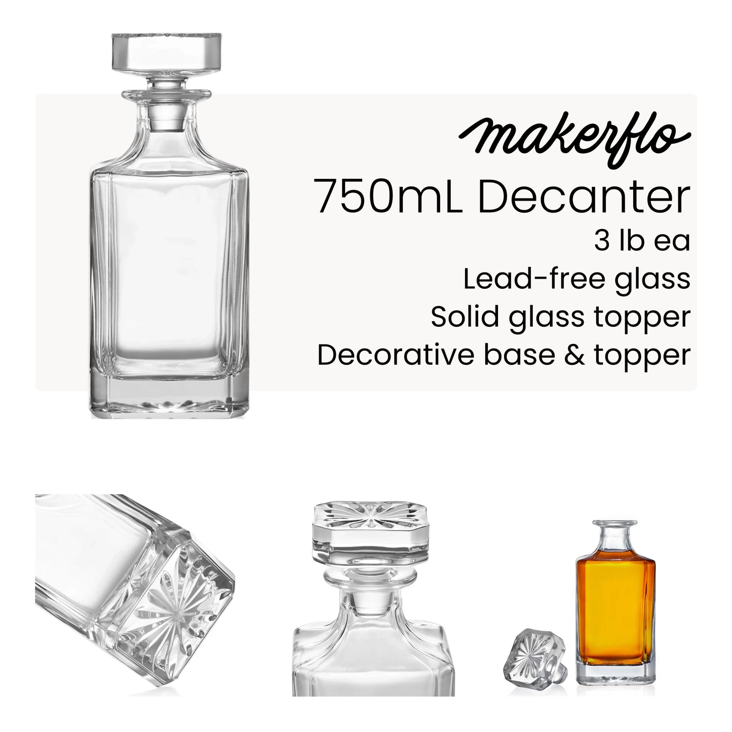Whiskey Decanter - Square - 750mL