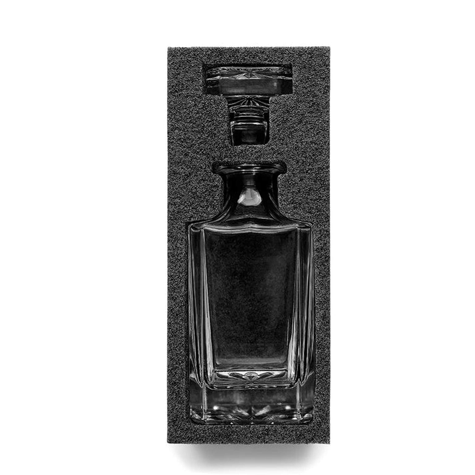 whiskey decanter, protective foam display casing