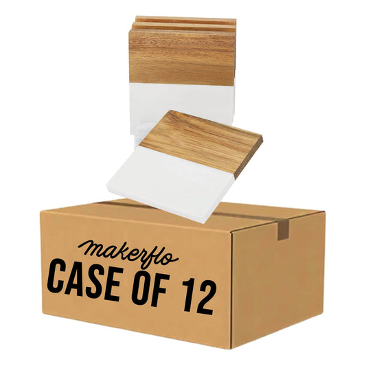 Marble and Wood Coaster Set