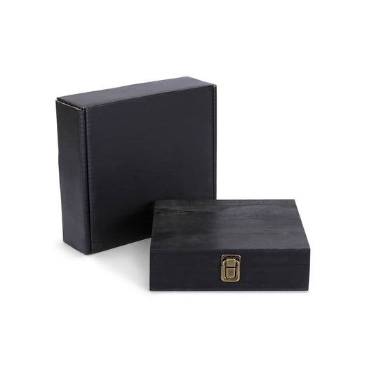 wood cigar box, black, with gift box