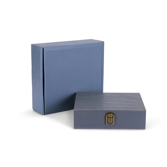 wood cigar box, grey, with gift box
