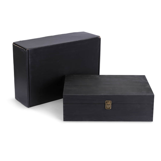 wood keepsake box, black, with gift box