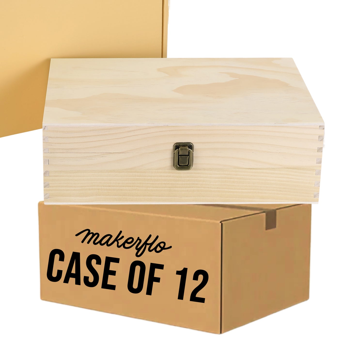 wood keepsake box, natural, bulk, case of 12