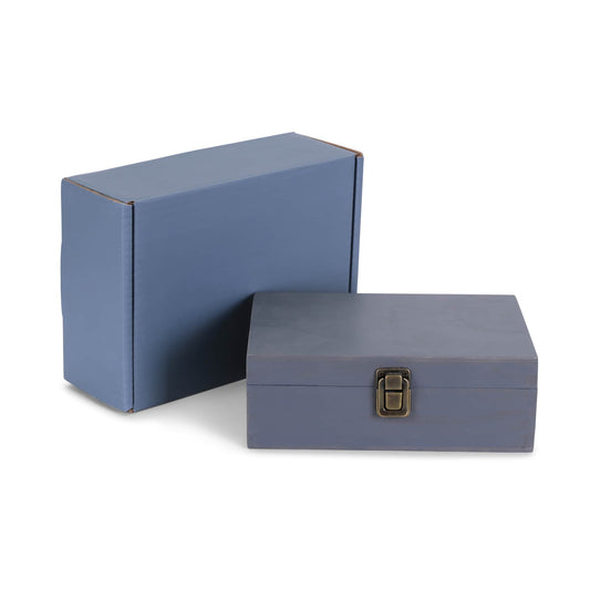 wood memory box, grey, with gift box