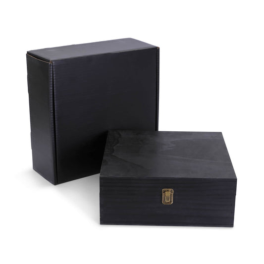 wood storage box, black with gift box
