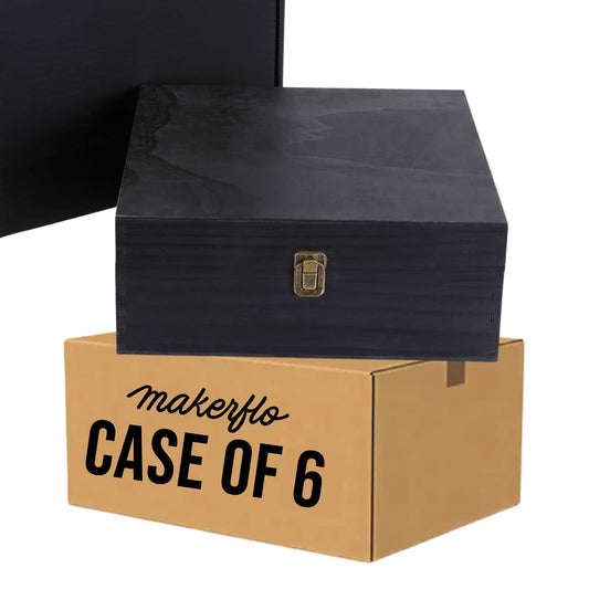 wood storage boxes, black, bulk, case of 6