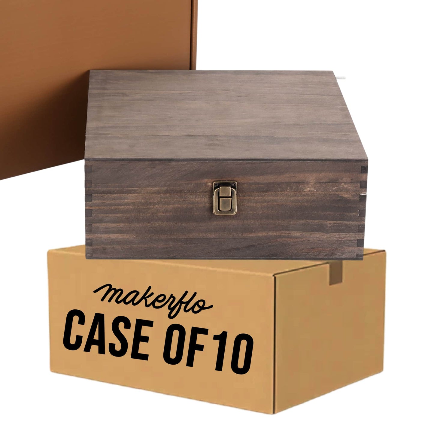 wood storage boxes, dark walnut, case of 10