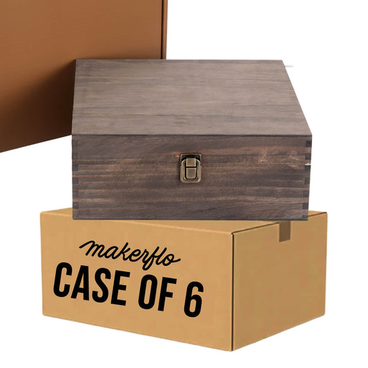 wood storage boxes, dark walnut, case of 6