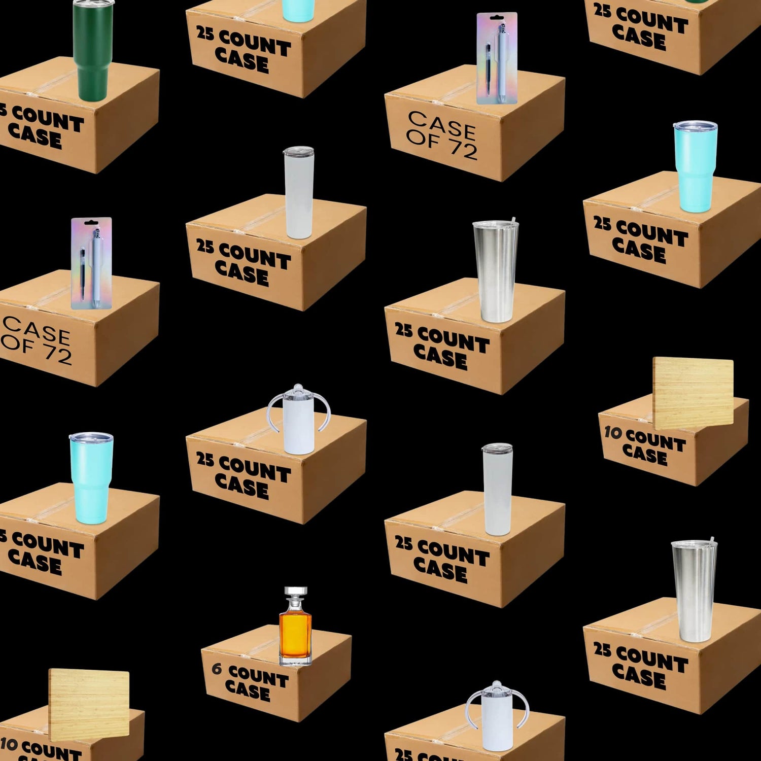 bulk tumblers,  by the case