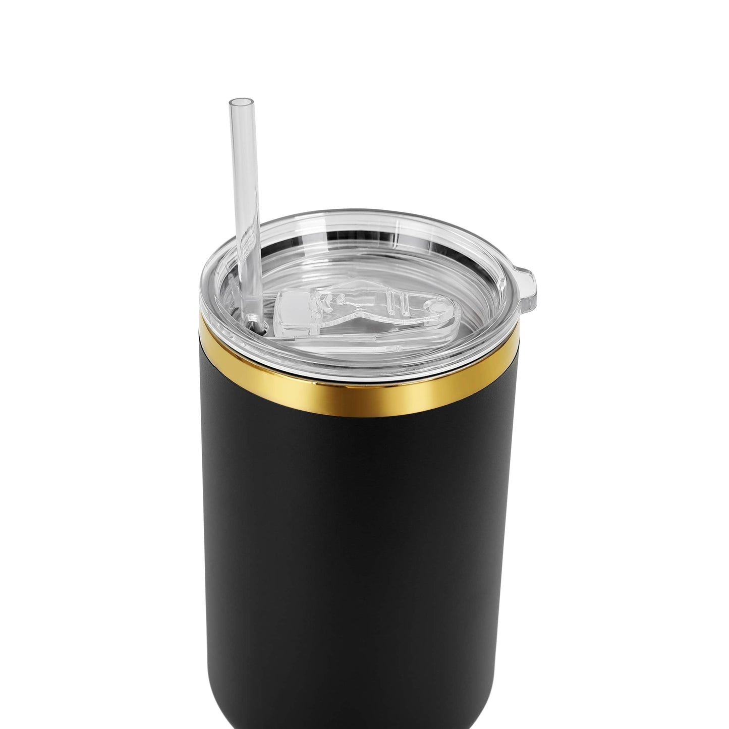 lid and straw black gold plate tumbler