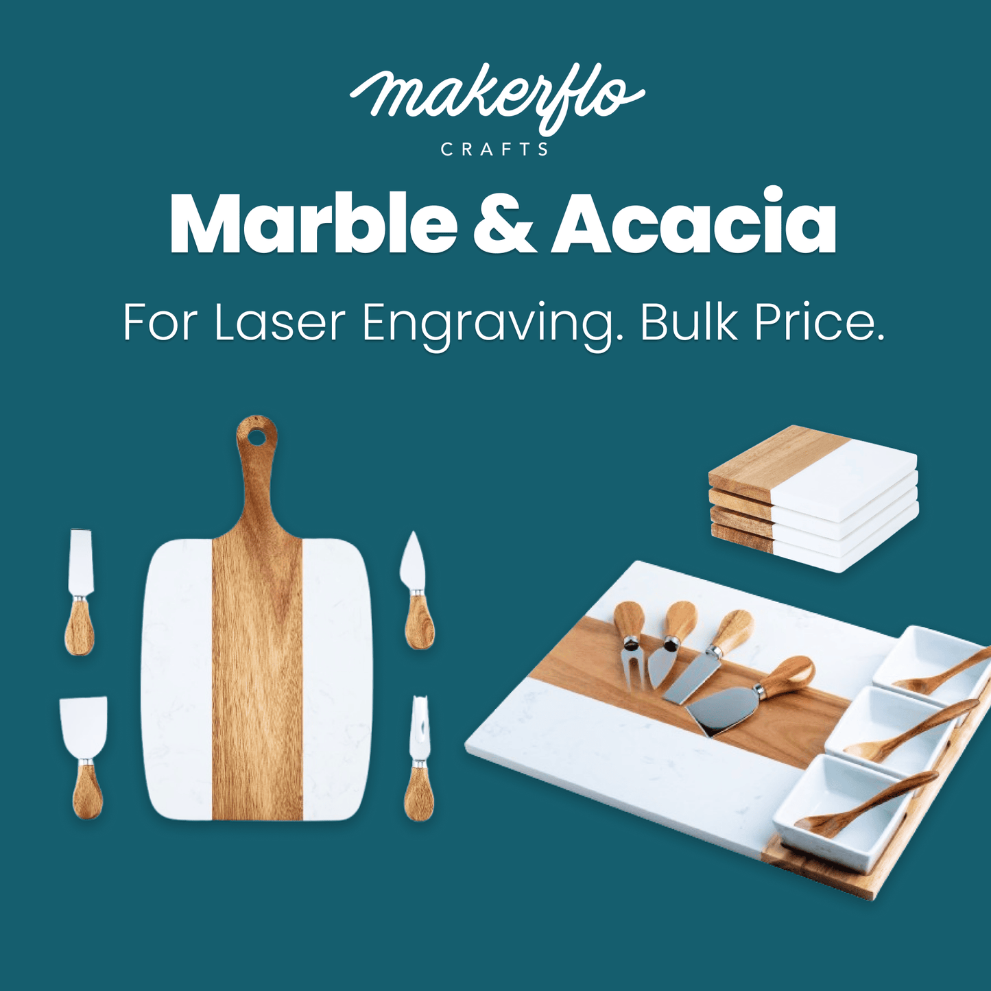 marble and wood serving collection