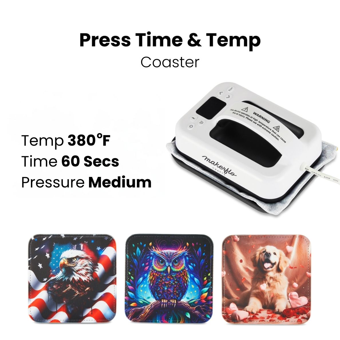 sublimation coaster press time and temp