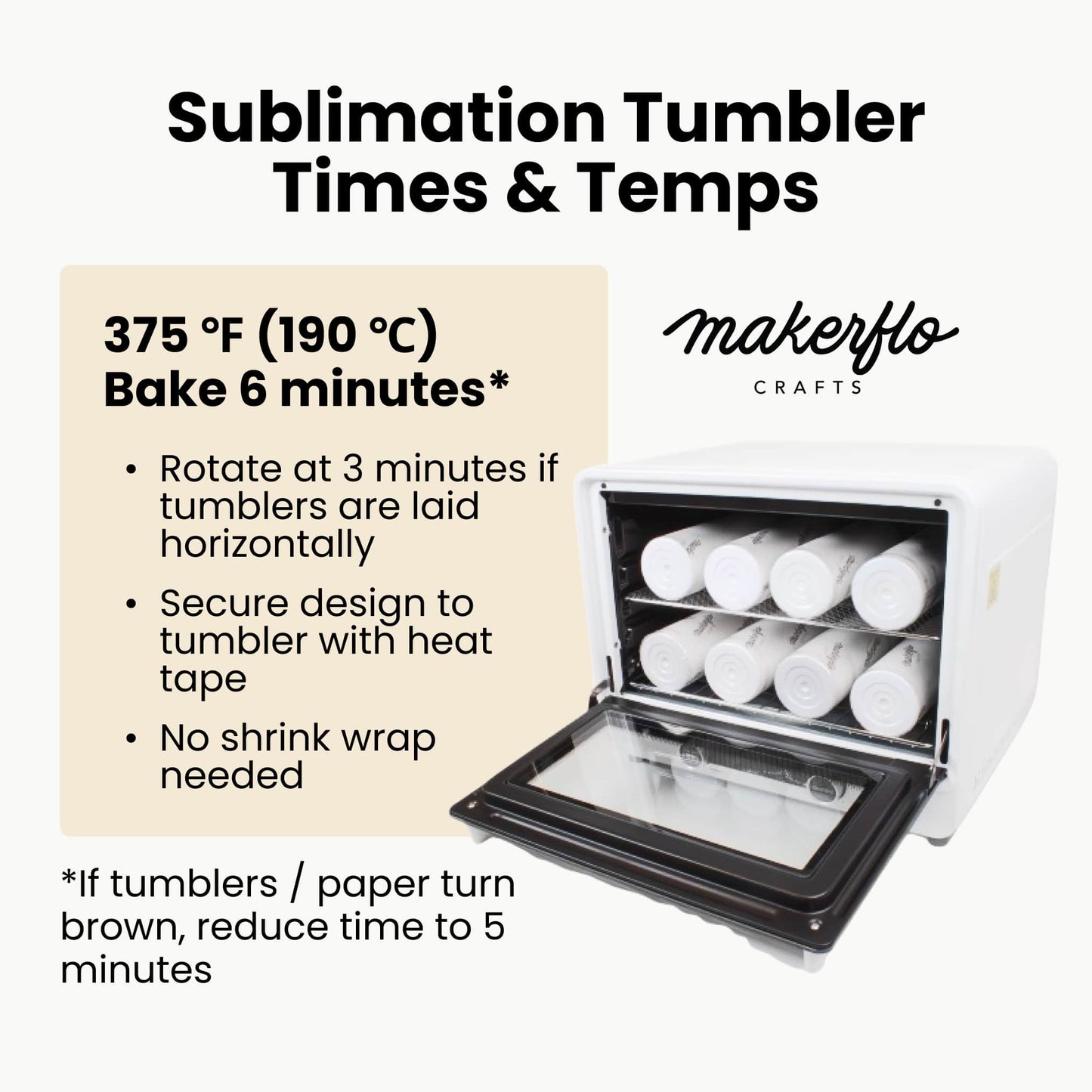 sublimation tumbler bake time & temp