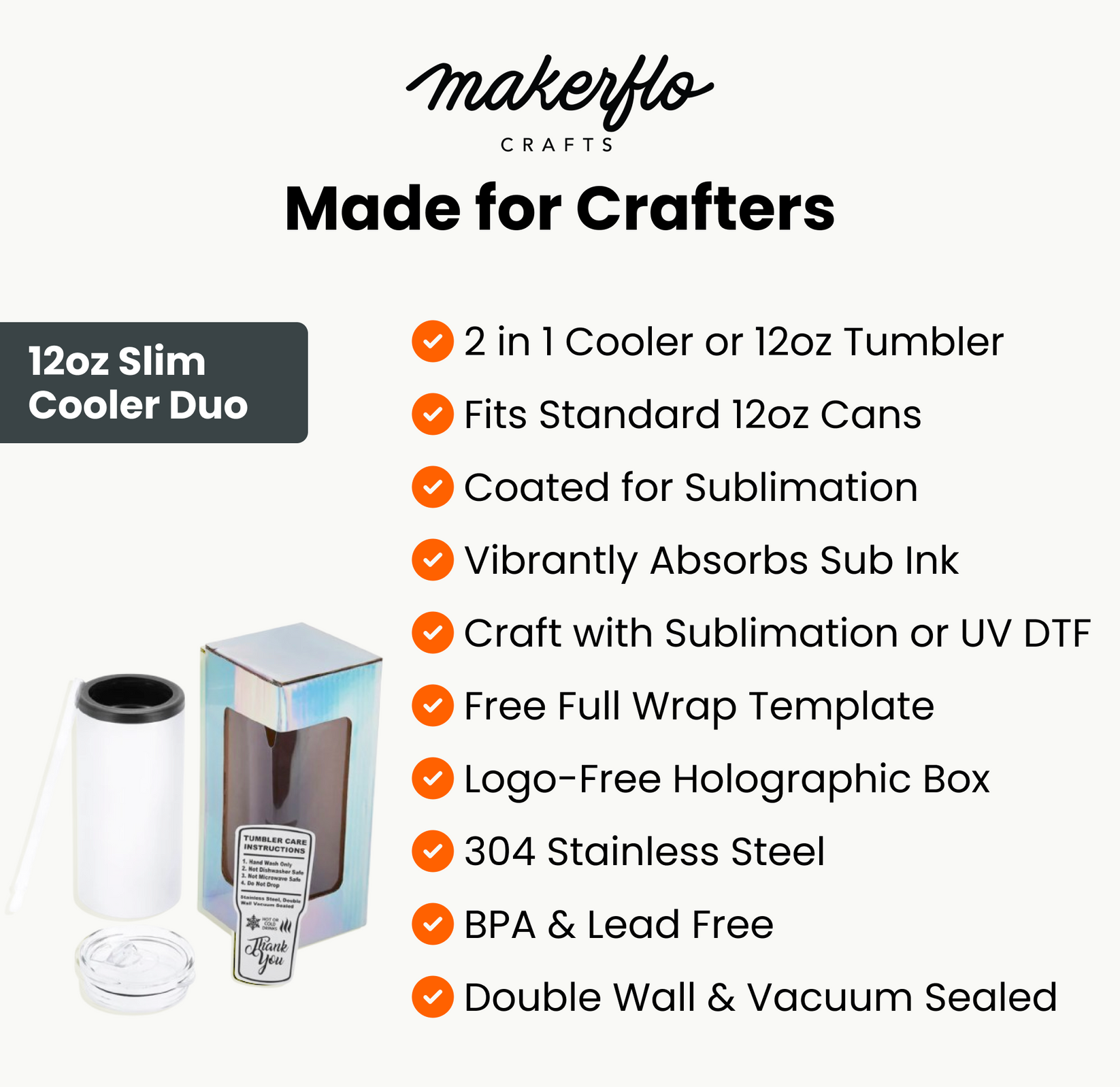 12oz Slim Cooler & Tumbler, highlights