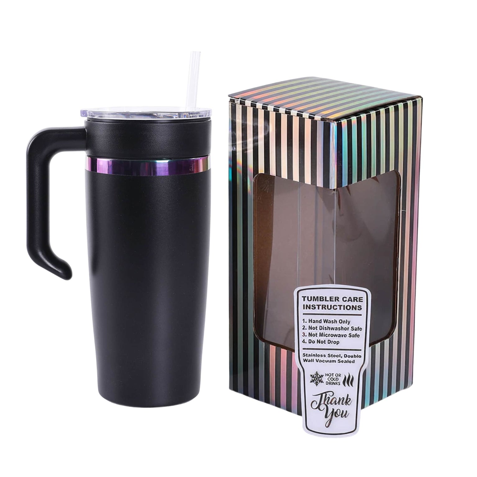 20oz rainbow electroplated tumbler in black
