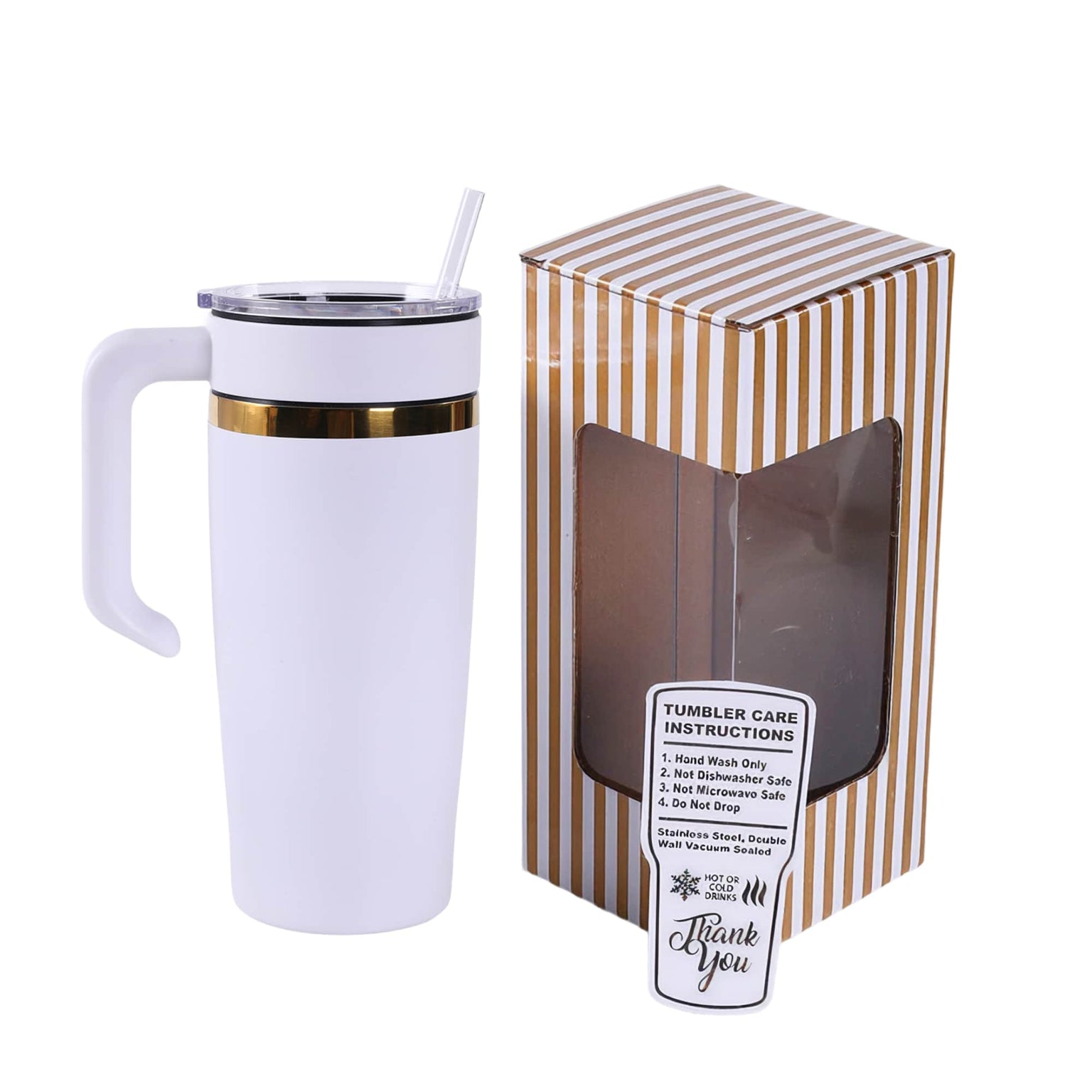 20oz gold electroplated tumbler in white