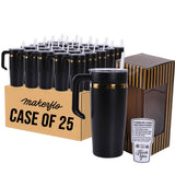 20oz gold electroplated tumbler in black, case of 25