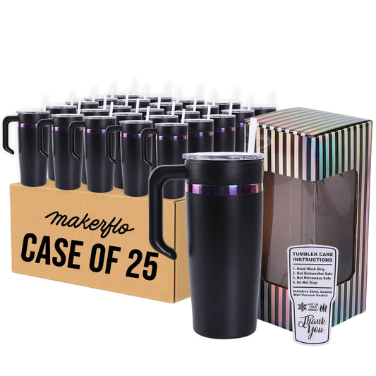 20oz rainbow electroplated tumbler in black, case of 25