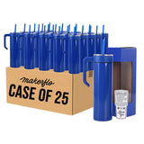 20oz skinny tumbler with handle, blue, bulk case of 25