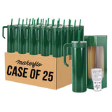 20oz skinny tumbler with handle, green, bulk case of 25