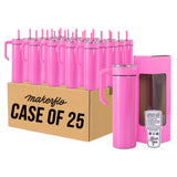 20oz skinny tumbler with handle, pink, bulk case of 25
